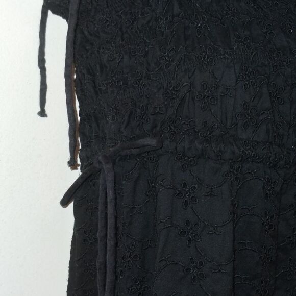 Mango Black Open Work Eyelet Halter with Ruffle Hem Dress - Picture 8 of 12